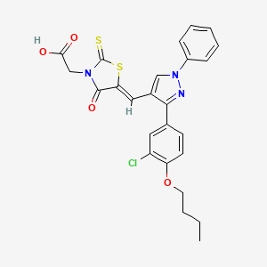 [(5Z)-5-{[3-(4-butoxy-3-chlorophenyl)-1-phenyl-1H-pyrazol-4-yl]methylidene}-4-oxo-2-thioxo-1,3-thiazolidin-3-yl]acetic acid