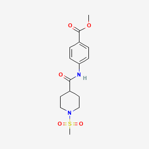molecular formula C15H20N2O5S B1220216 4-[[(1-Methylsulfonyl-4-piperidinyl)-oxomethyl]amino]benzoic acid methyl ester 