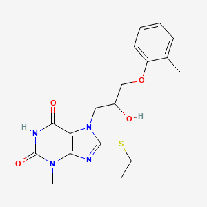 molecular formula C19H24N4O4S B1220219 7-[2-Hydroxy-3-(2-methylphenoxy)propyl]-3-methyl-8-(propan-2-ylthio)purine-2,6-dione 