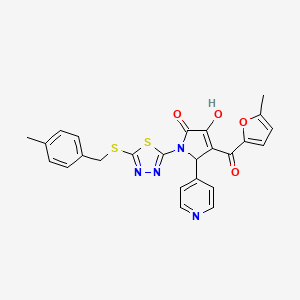 (4E)-4-[hydroxy(5-methylfuran-2-yl)methylidene]-1-{5-[(4-methylbenzyl)sulfanyl]-1,3,4-thiadiazol-2-yl}-5-(pyridin-4-yl)pyrrolidine-2,3-dione