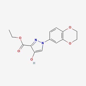 molecular formula C14H14N2O5 B1220226 1-(2,3-Dihydro-1,4-benzodioxin-6-yl)-4-hydroxy-3-pyrazolecarboxylic acid ethyl ester 