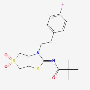 N-[(2Z)-3-[2-(4-fluorophenyl)ethyl]-5,5-dioxidotetrahydrothieno[3,4-d][1,3]thiazol-2(3H)-ylidene]-2,2-dimethylpropanamide