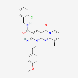 N-[(2-chlorophenyl)methyl]-6-imino-7-[2-(4-methoxyphenyl)ethyl]-11-methyl-2-oxo-1,7,9-triazatricyclo[8.4.0.03,8]tetradeca-3(8),4,9,11,13-pentaene-5-carboxamide