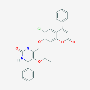 6-chloro-7-[(5-ethoxy-2-hydroxy-3-methyl-6-phenyl-3,6-dihydropyrimidin-4-yl)methoxy]-4-phenyl-2H-chromen-2-one