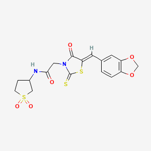 2-[(5Z)-5-(1,3-benzodioxol-5-ylmethylidene)-4-oxo-2-thioxo-1,3-thiazolidin-3-yl]-N-(1,1-dioxidotetrahydrothiophen-3-yl)acetamide