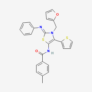 N-[(2Z)-3-(furan-2-ylmethyl)-2-(phenylimino)-4-(thiophen-2-yl)-2,3-dihydro-1,3-thiazol-5-yl]-4-methylbenzamide