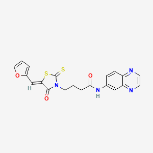 4-[(5Z)-5-(furan-2-ylmethylidene)-4-oxo-2-thioxo-1,3-thiazolidin-3-yl]-N-(quinoxalin-6-yl)butanamide