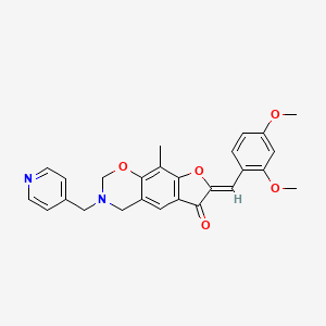 (7Z)-7-(2,4-dimethoxybenzylidene)-9-methyl-3-(pyridin-4-ylmethyl)-3,4-dihydro-2H-furo[3,2-g][1,3]benzoxazin-6(7H)-one