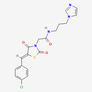 2-[(5Z)-5-(4-chlorobenzylidene)-2,4-dioxo-1,3-thiazolidin-3-yl]-N-[3-(1H-imidazol-1-yl)propyl]acetamide