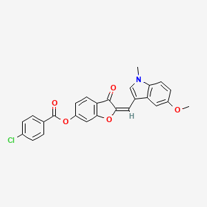 (2E)-2-[(5-methoxy-1-methyl-1H-indol-3-yl)methylidene]-3-oxo-2,3-dihydro-1-benzofuran-6-yl 4-chlorobenzoate