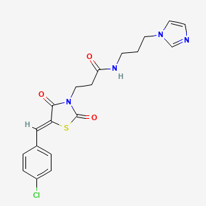 3-[(5Z)-5-(4-chlorobenzylidene)-2,4-dioxo-1,3-thiazolidin-3-yl]-N-[3-(1H-imidazol-1-yl)propyl]propanamide