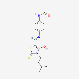 N-[4-({(E)-[3-(3-methylbutyl)-4-oxo-2-thioxo-1,3-thiazolidin-5-ylidene]methyl}amino)phenyl]acetamide