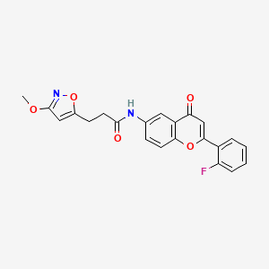 N-[2-(2-fluorophenyl)-4-oxo-4H-chromen-6-yl]-3-(3-methoxy-1,2-oxazol-5-yl)propanamide