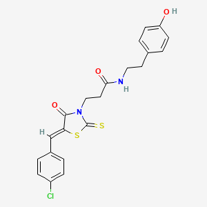 3-[(5Z)-5-(4-chlorobenzylidene)-4-oxo-2-thioxo-1,3-thiazolidin-3-yl]-N-[2-(4-hydroxyphenyl)ethyl]propanamide