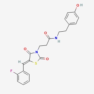 3-[(5Z)-5-(2-fluorobenzylidene)-2,4-dioxo-1,3-thiazolidin-3-yl]-N-[2-(4-hydroxyphenyl)ethyl]propanamide