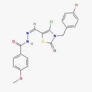 N'-{(Z)-[3-(4-bromobenzyl)-4-chloro-2-oxo-2,3-dihydro-1,3-thiazol-5-yl]methylidene}-4-methoxybenzohydrazide