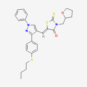 (5Z)-5-({3-[4-(butylsulfanyl)phenyl]-1-phenyl-1H-pyrazol-4-yl}methylidene)-3-(tetrahydrofuran-2-ylmethyl)-2-thioxo-1,3-thiazolidin-4-one