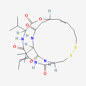 7-Ethylidene-4,21-di(propan-2-yl)-2-oxa-12,13-dithia-5,8,20,23-tetrazabicyclo[8.7.6]tricos-16-ene-3,6,9,19,22-pentone