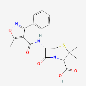 3,3-Dimethyl-6-[(5-methyl-3-phenyl-1,2-oxazole-4-carbonyl)amino]-7-oxo-4-thia-1-azabicyclo[3.2.0]heptane-2-carboxylic acid