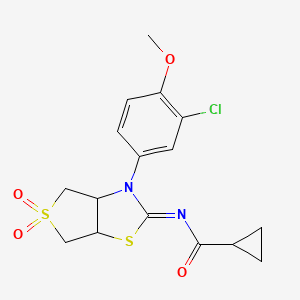 N-[(2Z)-3-(3-chloro-4-methoxyphenyl)-5,5-dioxidotetrahydrothieno[3,4-d][1,3]thiazol-2(3H)-ylidene]cyclopropanecarboxamide