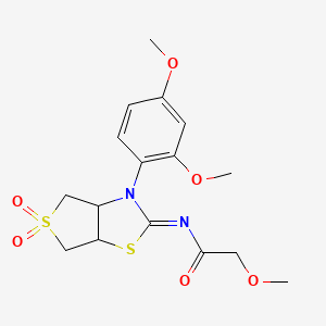 molecular formula C16H20N2O6S2 B12202918 N-[(2Z)-3-(2,4-dimethoxyphenyl)-5,5-dioxidotetrahydrothieno[3,4-d][1,3]thiazol-2(3H)-ylidene]-2-methoxyacetamide 