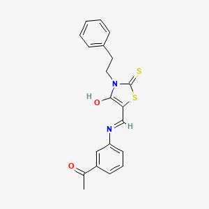 molecular formula C20H18N2O2S2 B12202963 (5E)-5-{[(3-acetylphenyl)amino]methylidene}-3-(2-phenylethyl)-2-thioxo-1,3-thiazolidin-4-one 