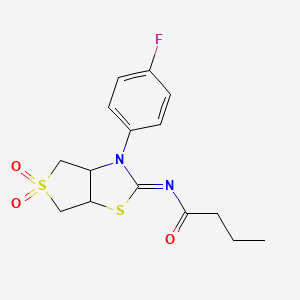 (Z)-N-(3-(4-fluorophenyl)-5,5-dioxidotetrahydrothieno[3,4-d]thiazol-2(3H)-ylidene)butyramide