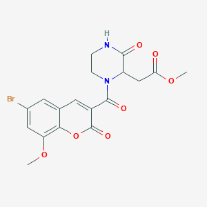 methyl 2-[1-(6-bromo-8-methoxy-2-oxo-2H-chromene-3-carbonyl)-3-oxopiperazin-2-yl]acetate