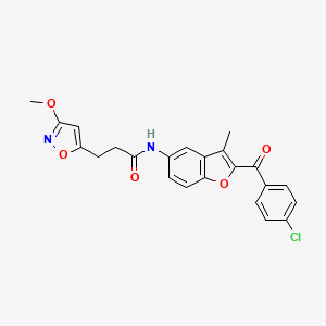 N-{2-[(4-chlorophenyl)carbonyl]-3-methyl-1-benzofuran-5-yl}-3-(3-methoxy-1,2-oxazol-5-yl)propanamide