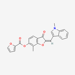 molecular formula C24H17NO5 B12203128 (2E)-7-methyl-2-[(1-methyl-1H-indol-3-yl)methylidene]-3-oxo-2,3-dihydro-1-benzofuran-6-yl furan-2-carboxylate 