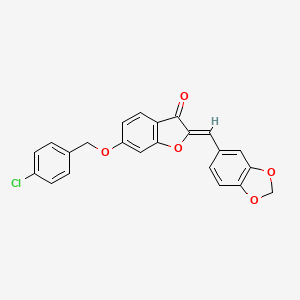 molecular formula C23H15ClO5 B12203135 (2Z)-2-(1,3-benzodioxol-5-ylmethylidene)-6-[(4-chlorobenzyl)oxy]-1-benzofuran-3(2H)-one 