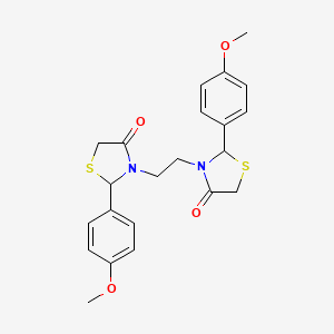 molecular formula C22H24N2O4S2 B12203137 2-(4-Methoxyphenyl)-3-[2-[2-(4-methoxyphenyl)-4-oxo-1,3-thiazolidin-3-yl]ethyl]-1,3-thiazolidin-4-one CAS No. 91122-52-0