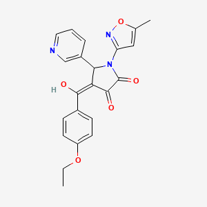 molecular formula C22H19N3O5 B12203149 (4E)-4-[(4-ethoxyphenyl)(hydroxy)methylidene]-1-(5-methyl-1,2-oxazol-3-yl)-5-(pyridin-3-yl)pyrrolidine-2,3-dione 