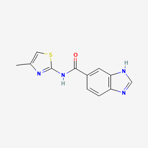 molecular formula C12H10N4OS B12203189 1H-Benzimidazole-5-carboxamide,N-(4-methyl-2-thiazolyl)-(9CI) 