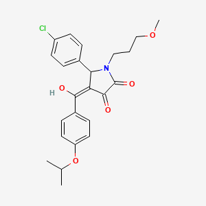 molecular formula C24H26ClNO5 B12203219 (4E)-5-(4-chlorophenyl)-4-{hydroxy[4-(propan-2-yloxy)phenyl]methylidene}-1-(3-methoxypropyl)pyrrolidine-2,3-dione 