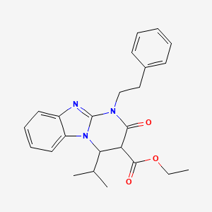 Ethyl 2-oxo-1-(2-phenylethyl)-4-(propan-2-yl)-1,2,3,4-tetrahydropyrimido[1,2-a]benzimidazole-3-carboxylate