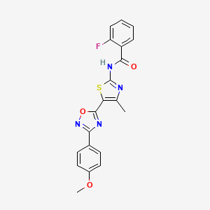 molecular formula C20H15FN4O3S B12203249 2-fluoro-N-[(2Z)-5-[3-(4-methoxyphenyl)-1,2,4-oxadiazol-5-yl]-4-methyl-1,3-thiazol-2(3H)-ylidene]benzamide 