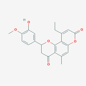 10-ethyl-2-(3-hydroxy-4-methoxyphenyl)-5-methyl-2,3-dihydro-4H,8H-pyrano[2,3-f]chromene-4,8-dione