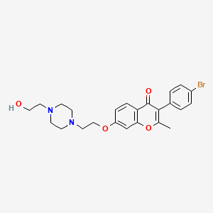 molecular formula C24H27BrN2O4 B12203275 3-(4-bromophenyl)-7-(2-(4-(2-hydroxyethyl)piperazin-1-yl)ethoxy)-2-methyl-4H-chromen-4-one 