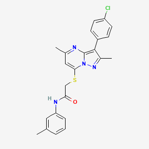 molecular formula C23H21ClN4OS B12203280 2-{[3-(4-chlorophenyl)-2,5-dimethylpyrazolo[1,5-a]pyrimidin-7-yl]sulfanyl}-N-(3-methylphenyl)acetamide 