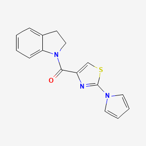 molecular formula C16H13N3OS B12203285 (2-(1H-pyrrol-1-yl)thiazol-4-yl)(indolin-1-yl)methanone 