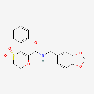 N-(1,3-benzodioxol-5-ylmethyl)-3-phenyl-5,6-dihydro-1,4-oxathiine-2-carboxamide 4,4-dioxide