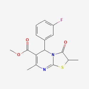 molecular formula C16H15FN2O3S B12203327 methyl 5-(3-fluorophenyl)-2,7-dimethyl-3-oxo-2,3-dihydro-5H-[1,3]thiazolo[3,2-a]pyrimidine-6-carboxylate 