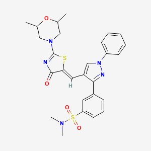 3-(4-{(Z)-[2-(2,6-dimethylmorpholin-4-yl)-4-oxo-1,3-thiazol-5(4H)-ylidene]methyl}-1-phenyl-1H-pyrazol-3-yl)-N,N-dimethylbenzenesulfonamide