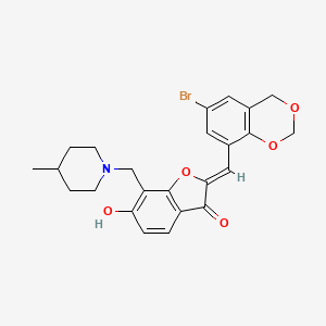 (2Z)-2-[(6-bromo-4H-1,3-benzodioxin-8-yl)methylidene]-6-hydroxy-7-[(4-methylpiperidin-1-yl)methyl]-1-benzofuran-3(2H)-one