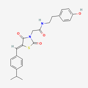 2-{(5Z)-2,4-dioxo-5-[4-(propan-2-yl)benzylidene]-1,3-thiazolidin-3-yl}-N-[2-(4-hydroxyphenyl)ethyl]acetamide