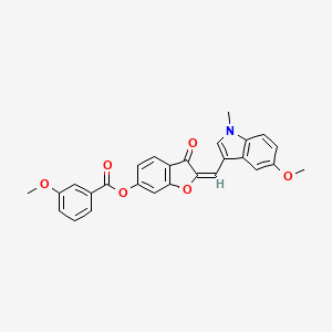 (2E)-2-[(5-methoxy-1-methyl-1H-indol-3-yl)methylidene]-3-oxo-2,3-dihydro-1-benzofuran-6-yl 3-methoxybenzoate