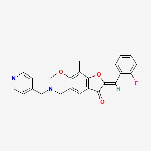 molecular formula C24H19FN2O3 B12203441 (7Z)-7-(2-fluorobenzylidene)-9-methyl-3-(pyridin-4-ylmethyl)-3,4-dihydro-2H-furo[3,2-g][1,3]benzoxazin-6(7H)-one 