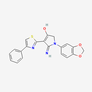 molecular formula C20H15N3O3S B12203455 5-amino-1-(1,3-benzodioxol-5-yl)-4-(4-phenyl-1,3-thiazol-2-yl)-1,2-dihydro-3H-pyrrol-3-one 