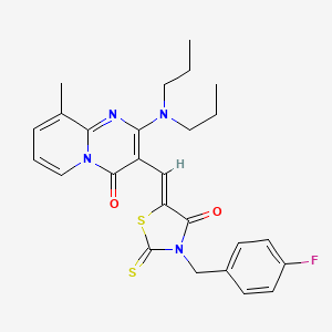 molecular formula C26H27FN4O2S2 B12203538 2-(dipropylamino)-3-{(Z)-[3-(4-fluorobenzyl)-4-oxo-2-thioxo-1,3-thiazolidin-5-ylidene]methyl}-9-methyl-4H-pyrido[1,2-a]pyrimidin-4-one 